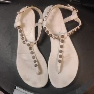 Balenciaga White Sandals with Silver Studs